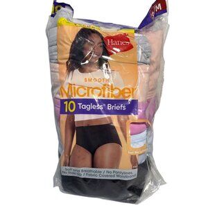 Hanes Womens Briefs Smooth Microfiber Tagless 10-Pack Size 6/M Multicolor